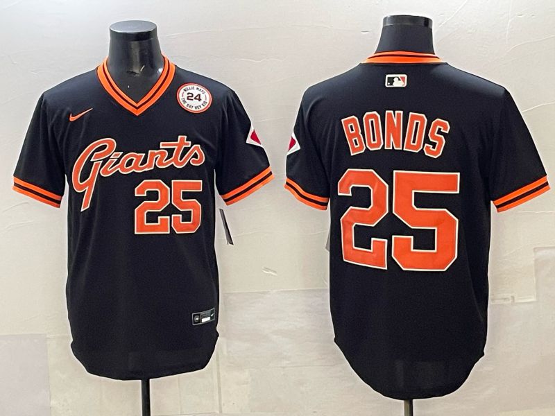 Men San Francisco Giants #25 Bonds Black Throwback Nike MLB 2025 Jersey 03